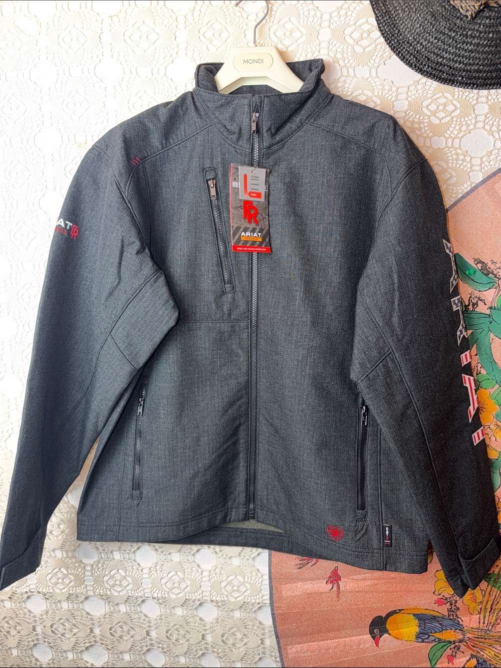Ariat Men's Charcoal Lightweight Softshell Jacket FR Team Logo NWT Sz. L Pockets